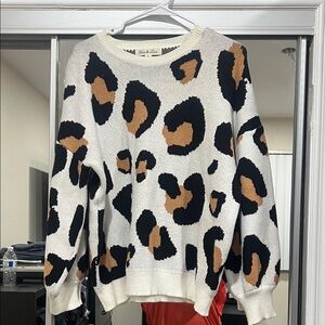 Leopard Print Sweater - Black and Brown